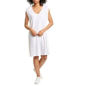 James Perse Dress V Neck Shell Tank Dress Womens M White Casual Minimalist Beach